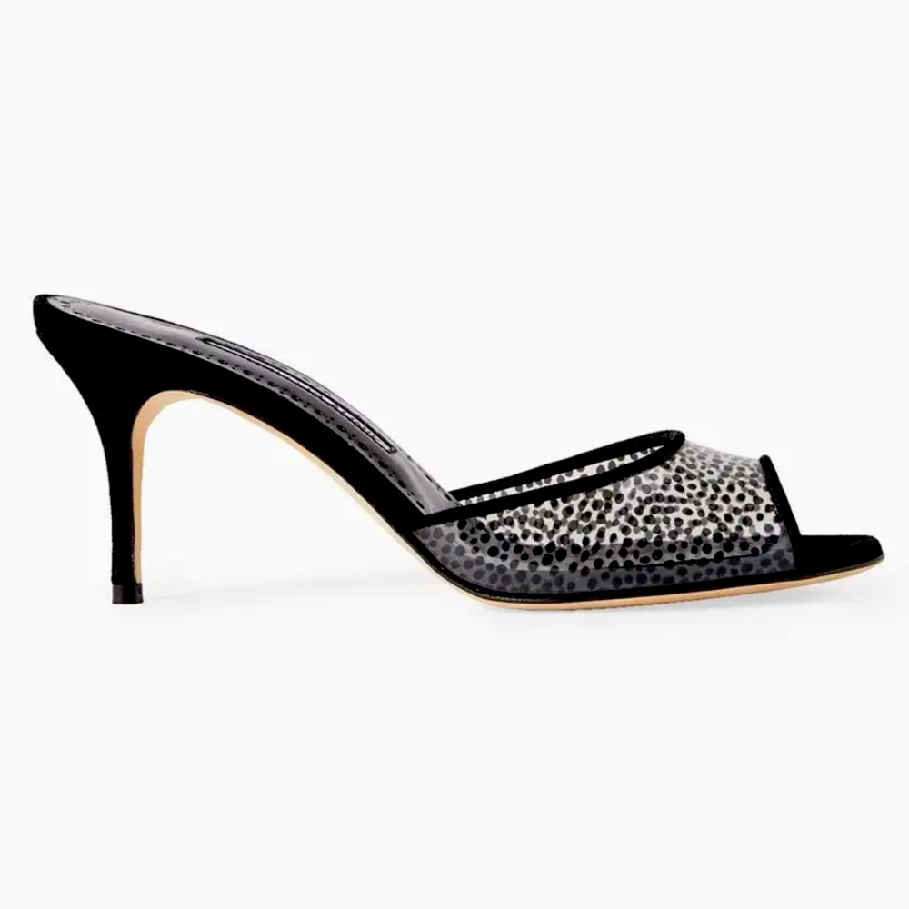 Manolo Blahnik Jadifa 70 suede-trimmed PVC mules